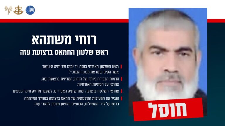תעודת הזהות של רוחי משתהא, ראש שלטון חמאס ברצועת עזה (צילום: דובר צה"ל)