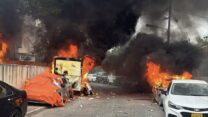 זירת פגיעה ישירה בקריית אתא (צילום: רשתות חברתיות, שימוש לפי סעיף 7א׳ לזכויות יוצרים)