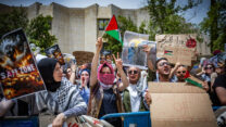 הפגנת תא סטודנטים מהחברה הערבית באוניברסיטה העברית (צילום: יונתן זינדל/ פלאש 90)