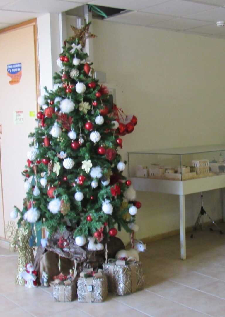 A Christmas tree in the Jish cultural center. (Photo: Yaniv Sharon)