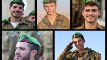 בשורה העליונה מימין: סמ״ר יואב פפר, סמ״ר גיא כרמיאל וסמ״ר יהב הדר; בשורה התחתונה: סמ״ר אביאל וויסמן וסגן יאיר יעקב שושן (צילום: דובר צה״ל)