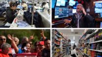 הבורסה בוול סטריט, מפעל בסין, סופרמרקט בלונדון ותומכי נשיא ברזיל לולה דה סילבה ביום הולדתו (צילומים: reuters, AP, Getty Images)