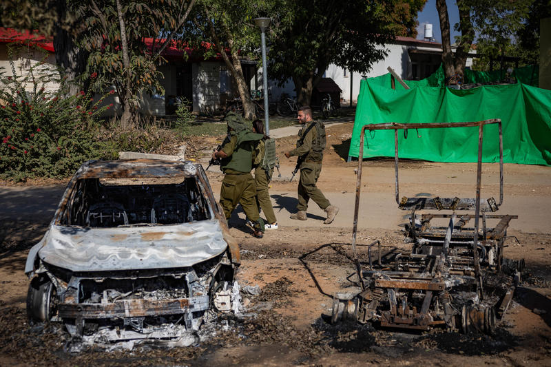 קיבוץ נחל עוז לאחר מתקפת 7 באוקטובר (צילום: יונתן זינדל / פלאש90)