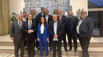 משלחת DGB ויו"ר הסתדרות עם נשיא המדינה הרצוג (צילום: בית הנשיא)