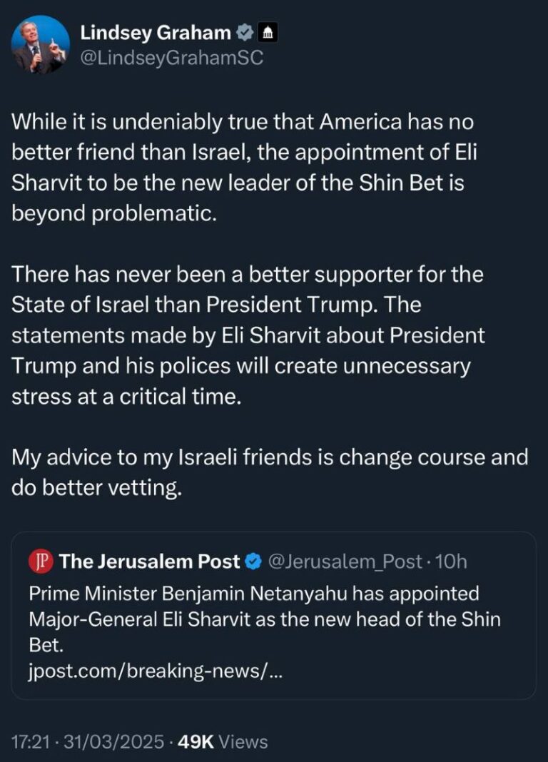 הסנאטור הרפובליקני לינדזי גרהאם נגד המינוי של שרביט