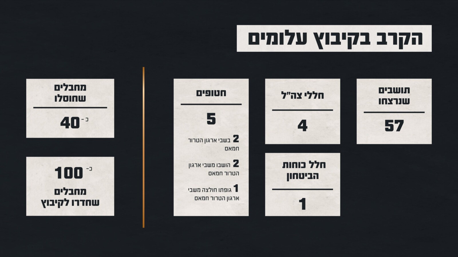 נתוני הקרב בקיבוץ עלומים (גרפיקה: דובר צה"ל)
