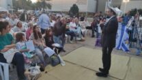 אירוע קריאת מגילה להשבת החטופים בצל חג פורים והמגעים לעסקה (צילום: ניצן צבי כהן)