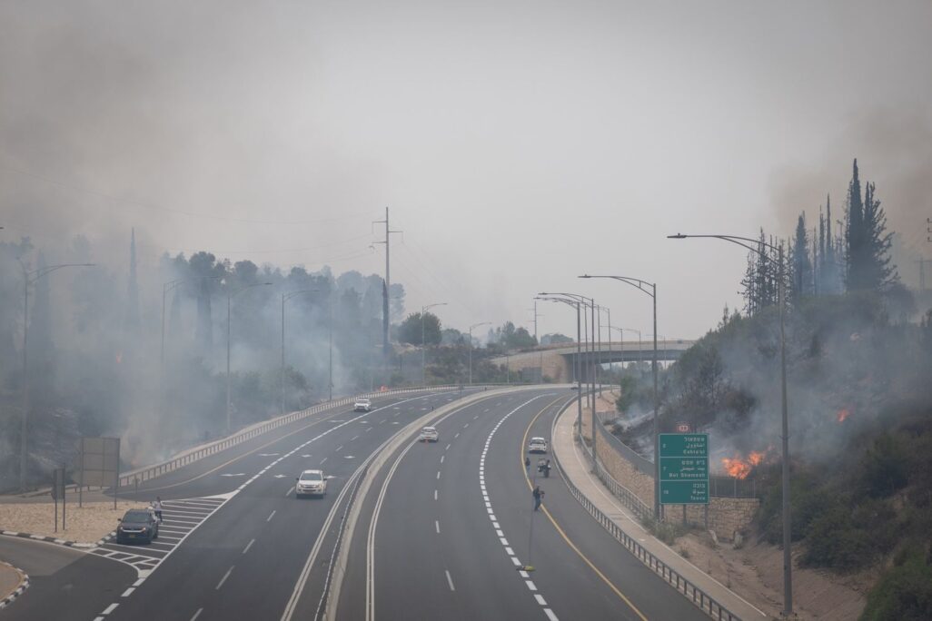 שריפה באזור יער אשתאול (צילום: חיים גולדברג/ פלאש90)