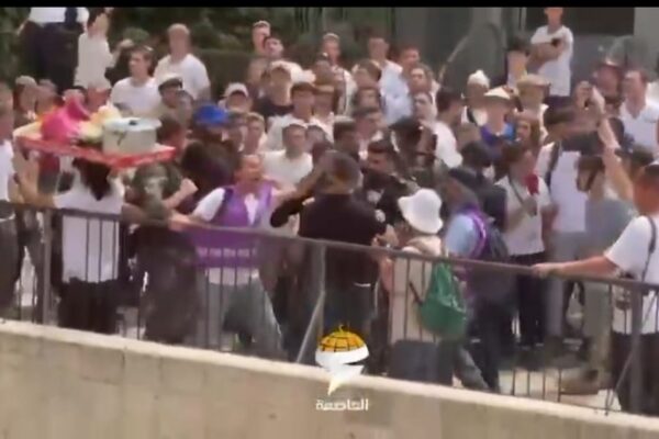 מתוך הסרטון הוויראלי שבו נתי הנדרי תועד מגן על נער ערבי בירושלים (צילום: מסך)