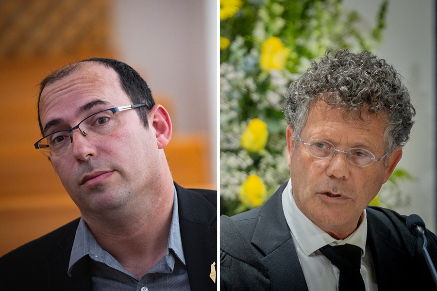 נשיא העליון יצחק עמית ויו"ר ועדת החוקה שמחה רוטמן (צילומים: חיים גולדברג/פלאש90)