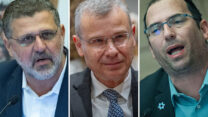 יו"ר ועדת החוקה ח"כ שמחה רוטמן, שר המשפטים יריב לוין וח"כ אביחי בוארון (צילומים: פלאש90)