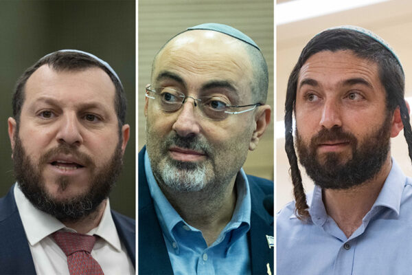 ח"כ צבי סוכות, ח"כ ניסים ואטורי ושר המורשת עמיחי אליהו (צילומים: פלאש90)