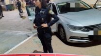 שוטרת בזירת הרצח בלוד (צילום: דוברות המשטרה)