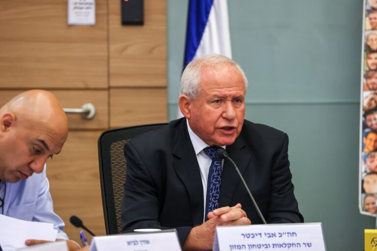 שר החקלאות אבי דיכטר בדיווח על פעילות משרדו בוועדת הכלכלה. "ארה״ב היא עוגן חשוב לביטחון המזון הישראלי" (צילום: נועם מושקוביץ/דוברות הכנסת)
