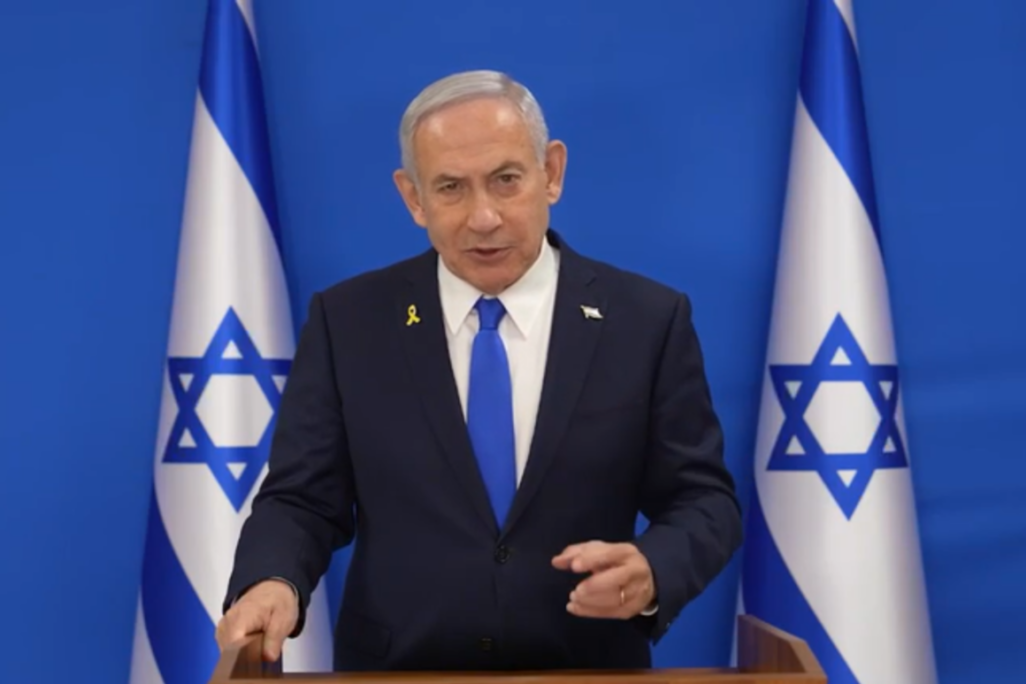 ראש הממשלה בנימין נתניהו בהצהרה לאזרחי ישראל בנוגע למבצע 'עם כלביא' (צילום מסך: לשכת ראש הממשלה)