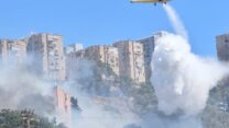 מטוס כיבוי בשריפה בנחל הגיבורים שבחיפה (צילום: כבאות והצלה)