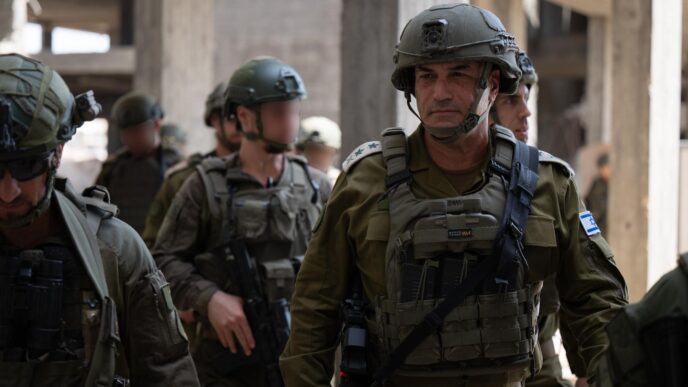 הרמטכ"ל רב אלוף אייל זמיר לכוחות צה"ל ברצועת עזה (צילום: דובר צה"ל)