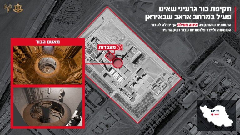 תקיפת כור גרעיני שאינו פעיל במרחב אראכ שבאיראן (מקור: דובר צה"ל)