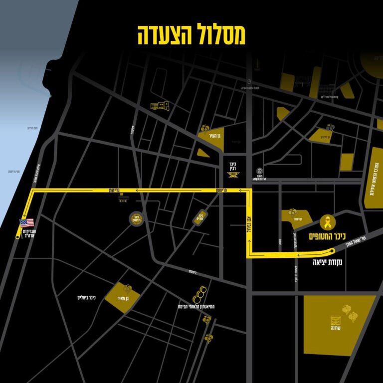 מסלול הצעדה (מקור: מטה המשפחות להחזרת החטופים)