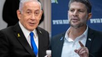 שר האוצר בצלאל סמוטריץ' וראש הממשלה בנימין נתניהו (צילומים: יונתן זינדל/ פלאש 90, AP Photo/Mark Schiefelbein)