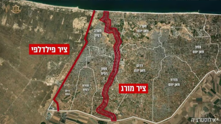 אילוסטרציה של ציר מורג וציר פילדלפי ברצועת עזה ׁׁ(צילום: דובר צה"ל)