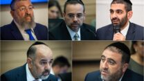 שרי ש״ס המתפטרים: מיכאל מלכיאלי, אוריאל בוסו, יואב בן צור (למעלה מימין לשמאל), משה ארבל מלכיאלי ויעקב מרגי (צילומים: פלאש90)