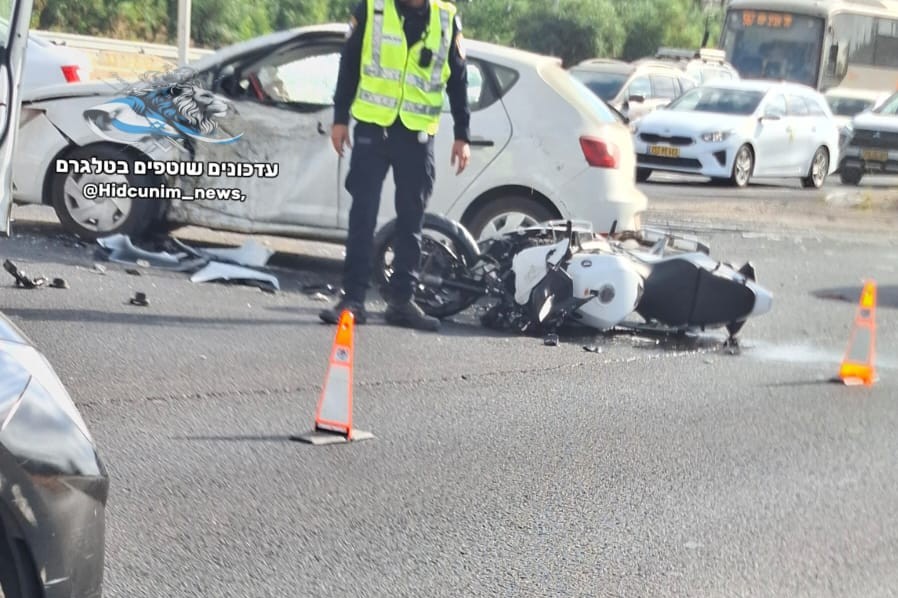 זירת התאונה בה נפצע רוכב אופנוע באורח קשה (צילום: מד"א)