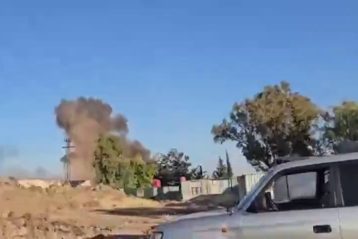 התקיפה הישראלית סמוך לא-סווידא (צילום: מרשתות חברתיות, שימוש לפי סעיף 27א' לחוק זכויות יוצרים)