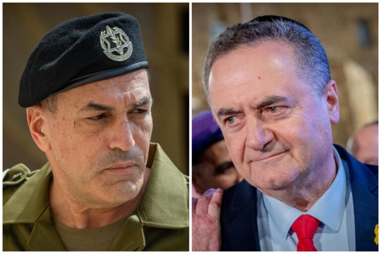 שר הביטחון ישראל כ"ץ והרמטכ"ל רא"ל אייל זמיר (צילום: חיים גודלברג, יונתן זינדל, פלאש90)