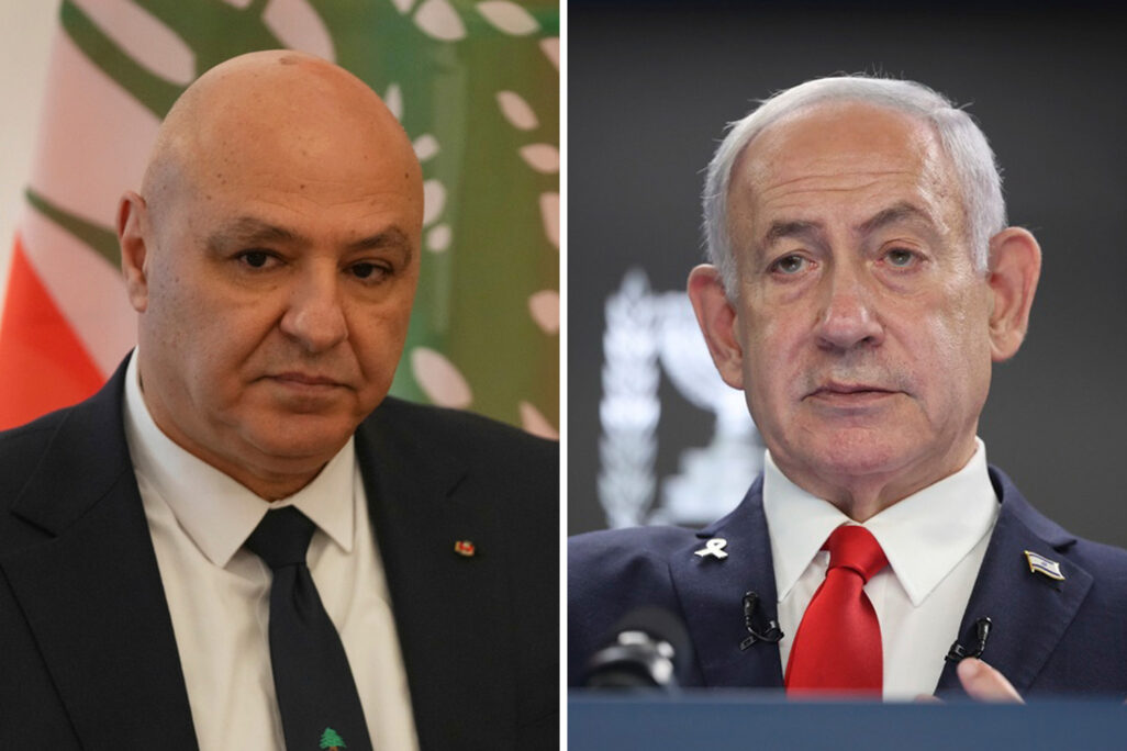 ראש ממשלת ישראל בנימין נתניהו ונשיא לבנון ג'וזף עאון (צילומים: AP Photo) ראש ממשלת ישראל בנימין נתניהו ונשיא לבנון ג'וזף עאון (צילומים: AP Photo)