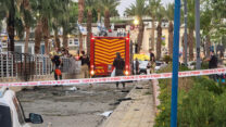 זירת פגיעת הכטב"ם באילת (צילום: פלאש90)