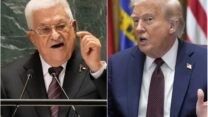 נשיא ארה"ב דונלד טראמפ (מימין) וראש הרשות הפלסטינית מחמוד עבאס (צילומים: AP Photo/Mark Schiefelbein, Frank Franklin II, File)