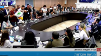 הלומי קרב משליכים תרופות בוועדת העבודה והרווחה של הכנסת בדיון על מניעת אובדנות (צילום מסך ערוץ הכנסת)