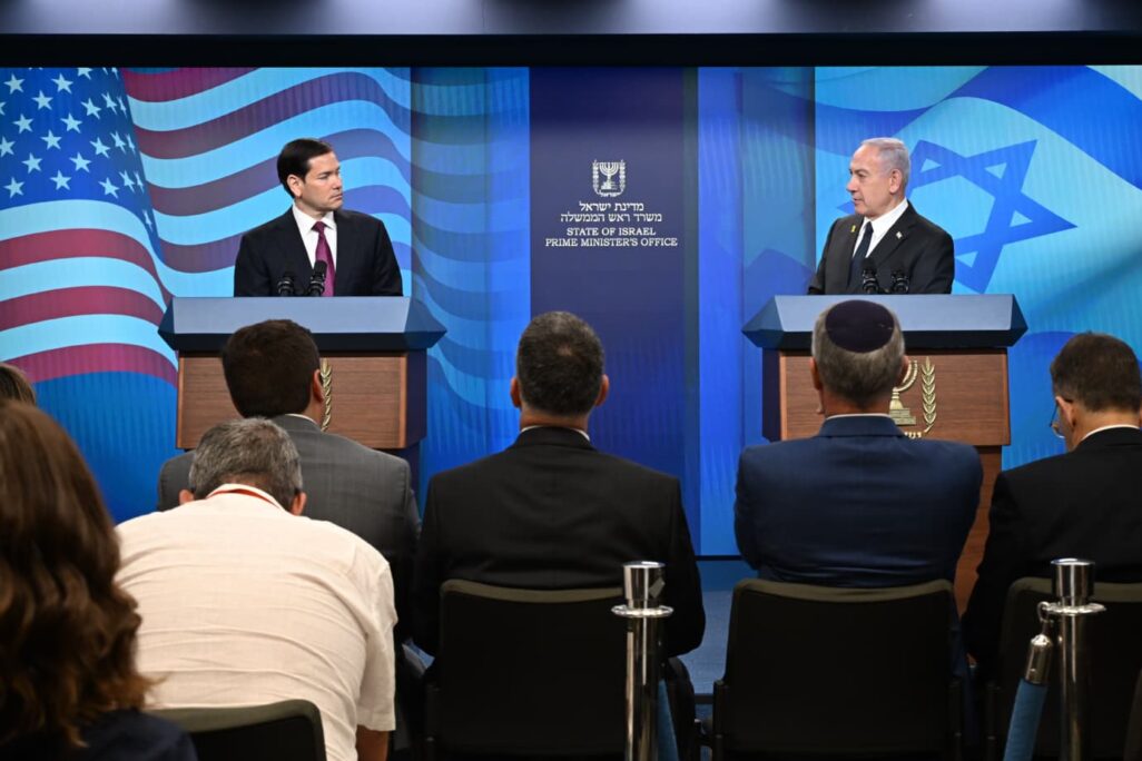 ראש הממשלה בנימין נתניהו ומזכיר המדינה של ארה"ב מרקו רוביו בהצהרה המשותפת (צילום: חיים צח/ לע"מ)