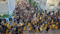 תלמידי תיכון קריית חיים במחאה להשבת החטופים (צילום: אלבום פרטי)
