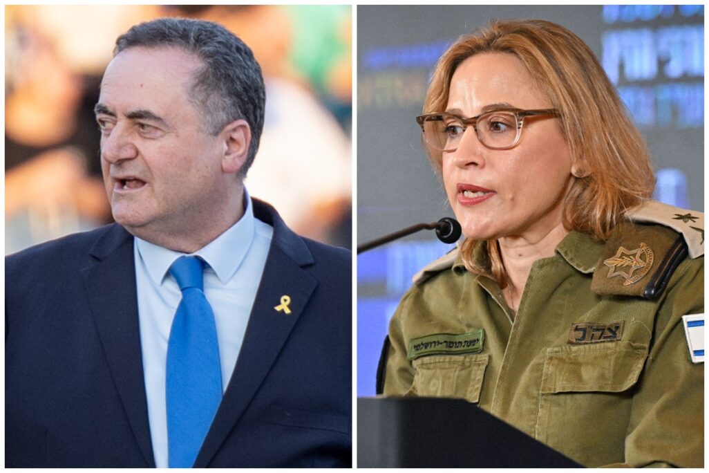 הפרקליטה הצבאית הראשית יפעת תומר ירושלמי ושר הביטחון ישראל כ"ץ (צילומים: פלאש 90, נועם רבקין פנטון/ פלאש 90)