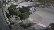 צילום מסך ממצלמות האבטחה של היישוב נעלה, עם חדירת רעולי הפנים בסוף השבוע