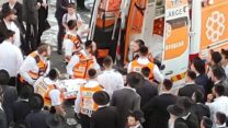 זירת הנפילה של הצעיר בעצרת החרדים בירושלים (צילום: איחוד הצלה)