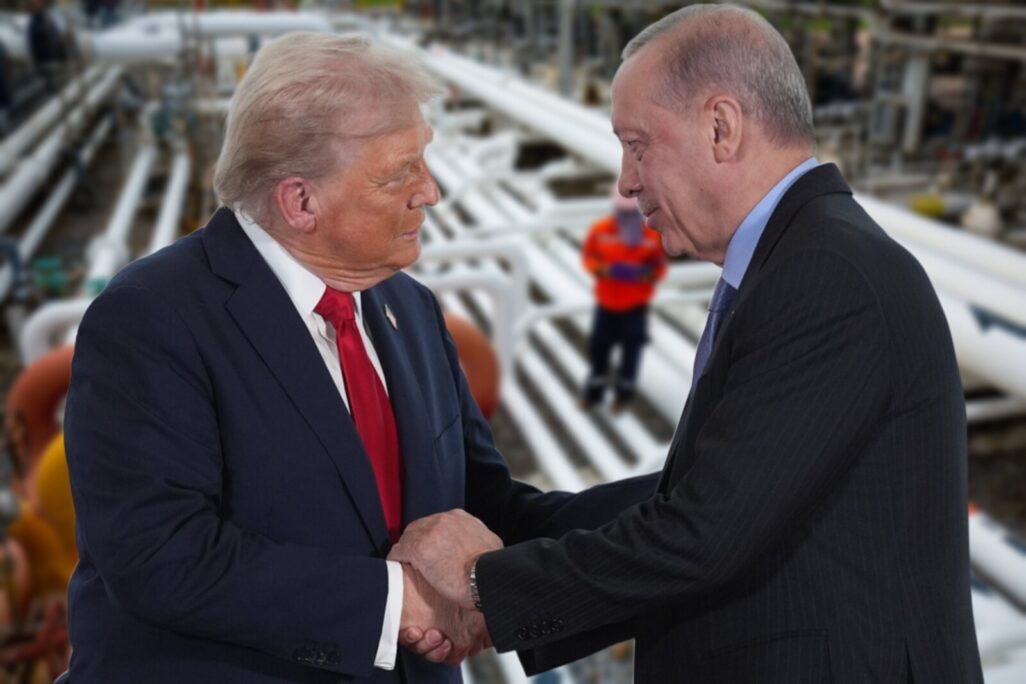 נשיא טורקיה רג'פ ארדואן ונשיא ארה"ב דונלד טראמפ נפגשים לאחר סיום המלחמה בעזה, וצינורות האנרגיה (צילום: AP ו-shutterstock, עיבוד: דבר)