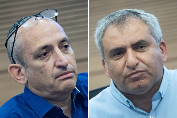זאב אלקין, השר לשיקום הצפון והדרום, ואביעד פרידמן, ראש מנהלת תקומה (צילומים: פלאש90)