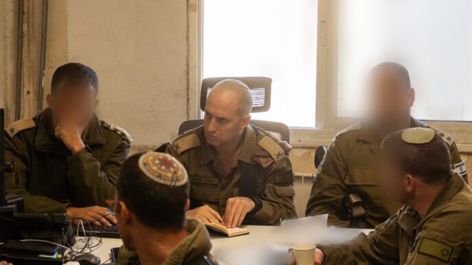 מפקד אוגדה 210, תא"ל יאיר פלאי, בהערכת מצב עם חטיבה 55 סמוך לזירת האירוע בסוריה (צילום: דובר צה"ל)