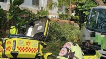 זירת תאונת העבודה בראשון לציון, בה נהרג עיסא מוחמד דעאייף ז"ל (צילום: תיעוד מבצעי מד"א)