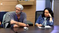 ויקטוריה שיפרין ובוריס פרלמוטר, דיירי הבניין שנפגע במתקפה האיראנית (צילום מסך ערוץ הכנסת)