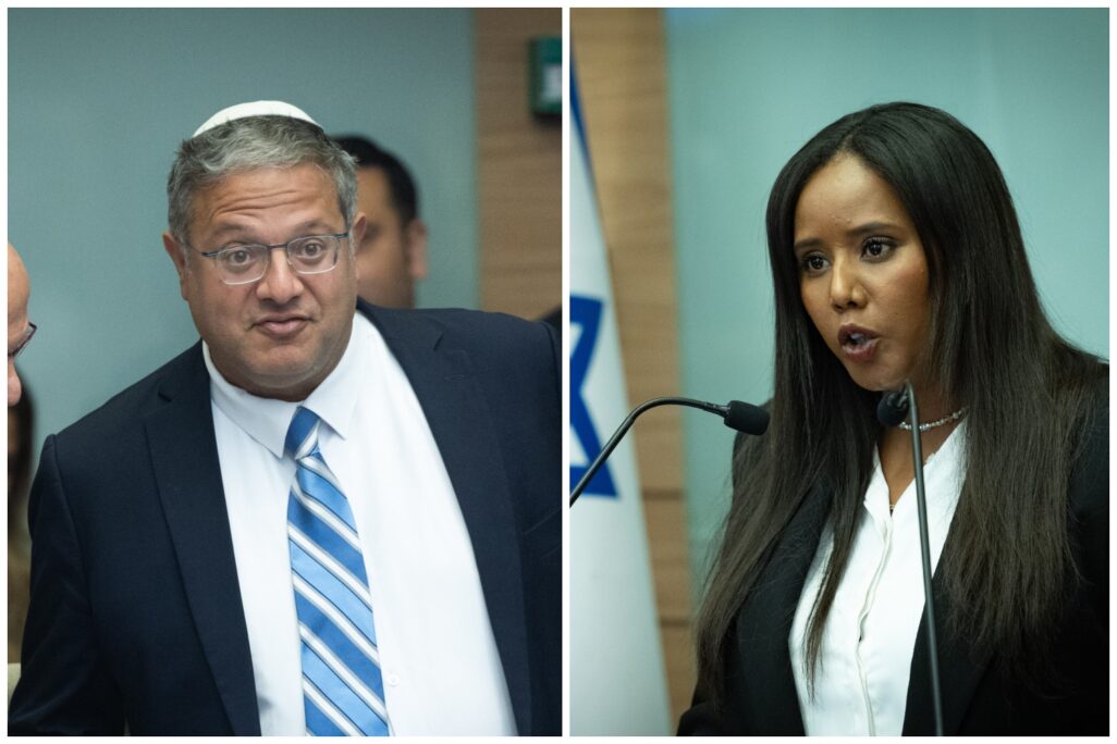 ח"כ פנינה תמנו-שטה והשר לביטחון לאומי איתמר בן גביר (צילומים: חיים גולדברג, יונתן זינדל/ פלאש 90)