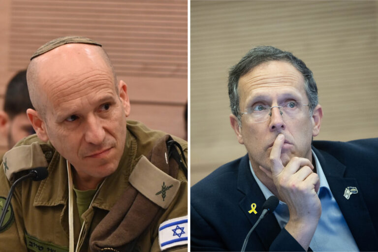 ח"כ משה טור-פז (מימין) וראש חטיבת תכנון ומנהל כוח אדם בצה"ל, תא"ל שי טייב (צילומים: אור גואטה, חיים גולדברג/פלאש90)