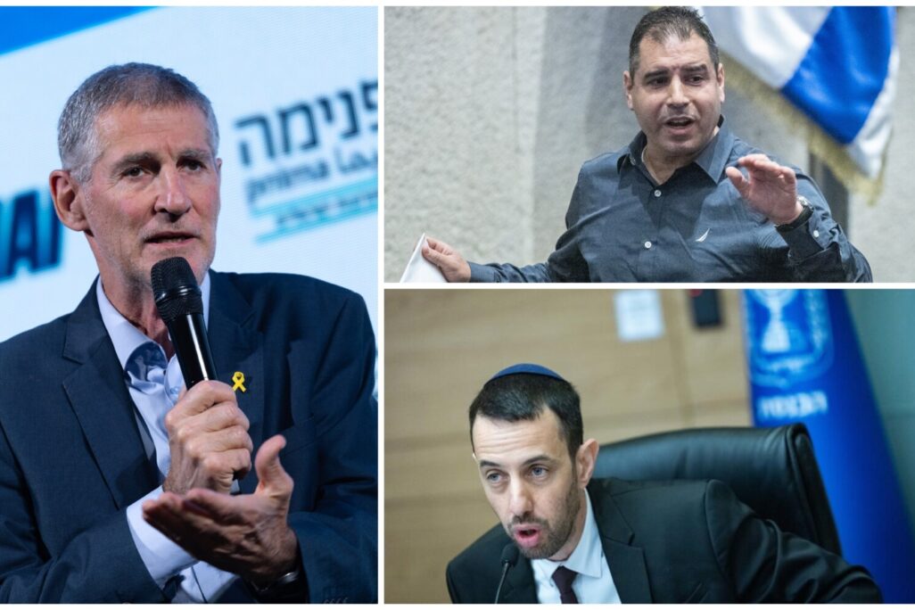 ח"כ יאיר גולן ויוזמי החוק נגדו - ח"כ אושר שקלים וח"כ אריאל קלנר (צילומים: יונתן זינדל וחיים גולדברג/פלאש90)