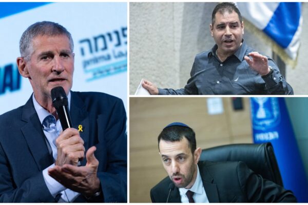 ח"כ יאיר גולן ויוזמי החוק נגדו - ח"כ אושר שקלים וח"כ אריאל קלנר (צילומים: יונתן זינדל וחיים גולדברג/פלאש90)