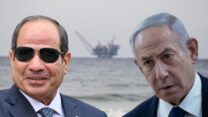 ראש הממשלה בנימין נתניהו ונשיא מצרים עבד אל-פתאח א-סיסי על רקע מאגר הגז 'לוויתן' (צילום: פלאש90 ו-Reuters, עיבוד: דבר)