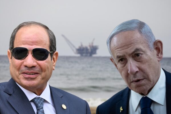 ראש הממשלה בנימין נתניהו ונשיא מצרים עבד אל-פתאח א-סיסי על רקע מאגר הגז 'לוויתן' (צילום: פלאש90 ו-Reuters, עיבוד: דבר)