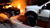 רכב שהוצת על ידי רעולי פנים בגבעות בר (צילום מסך: רשתות לפי סעיף 27א')